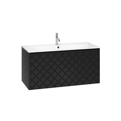 Crosswater Vergo ensemble de meubles de salle de bain - 99.8x47.6x45.5cm - 1 vasque en marbre minéral blanc - 1 trou de robinetterie - 1 tiroir - noir mat