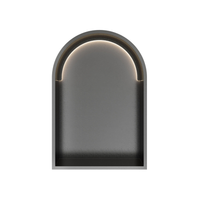 Hotbath &MORE Boîte d'encastrement ou niche encastrée Modèle en arcade - 30x45x10 - avec LED IP44 - Gunmetal brossé PVD