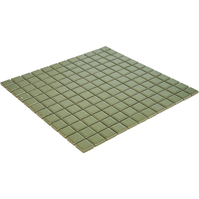 The Mosaic Factory Barcelona mozaïektegel - 30x30cm - wandtegel - Vierkant - Porselein Olive Green Glans