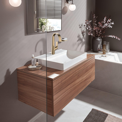 Hansgrohe VIVENIS Wastafelmengkraan - 21cm - eengreeps - draaibare uitloop - trekwaste - brons