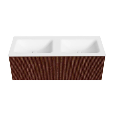 Mondiaz KURVE Badkamermeubelset - 120x46x40cm - 1 lade - wastafel solid surface - dubbel - 2 kraangaten - Ruby