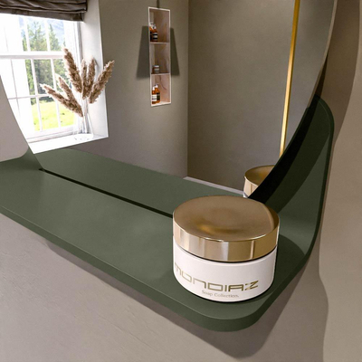 Mondiaz SPOT Miroir de salle de bains - rond 40cm - tablette de miroir - couleur Army