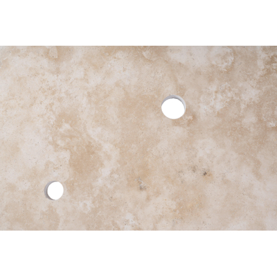 Saniclass Travertine plan - 80x46cm - 1 trou de robinet - 1 découpe pour le siphon - pierre naturelle marbrée