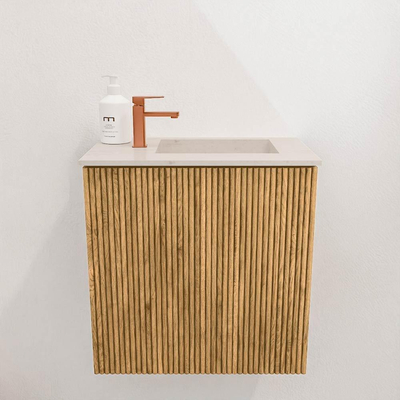 Mondiaz JOYA-DLUX 40cm toiletmeubel - kleur Oak - Wastafel FAYE positie Rechts 1 kraangat kleur Meli.