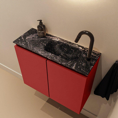 MONDIAZ TURE-DLUX meuble de toilettes 60 cm Fire. Lavabo EDEN Lava position droite. Avec 1 trou de robinet.