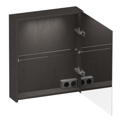 BRAUER Impress Deluxe armoire de toilette - 60x70x15cm - éclairage interne et externe - 1 porte miroir double face à droite en Anthracite Bois