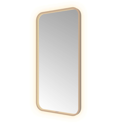 Hotbath &MORE Spiegel - 50x100cm - direct en indirect LED - spiegelverwarming - color changing - dimbaar - met afstandsbediening - PVD - geborsteld koper
