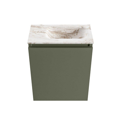 MONDIAZ TURE-DLUX 40cm toiletmeubel Army. EDEN wastafel Frappe positie rechts. Met 1 kraangat.