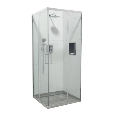 FugaFlow Boutry Quick Fit cabine de douche - carré - 90x90x195cm - accès d'angle - porte coulissante - anti calcaire - Chrome