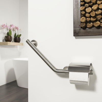 Tiger Boston Comfort en Safety Wandbeugel met toiletrolhouder RVS geborsteld Links 40.4x24.1x8cm SHOWROOMMODEL
