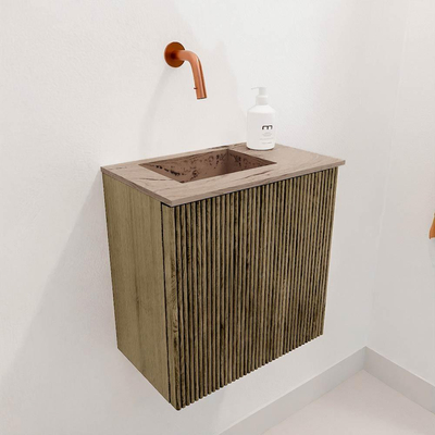 Mondiaz JOYA-DLUX Meuble de toilette 40cm - couleur Dusk - Lavabo FAYE position Gauche Sans trou de robinet couleur Arena