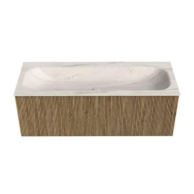 MONDIAZ KURVE-DLUX Meuble de salle de bains 120 cm couleur Dusk avec 1 tiroir et 0 porte. Lavabo BIG LARGE Central 1 trou de robinet Meli.