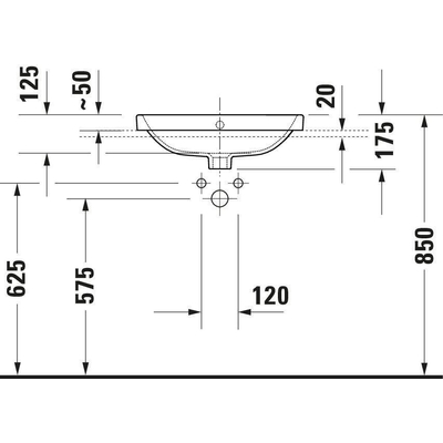 Duravit No.1 Halfinbouwwastafel - 55x43.5cm - 1 kraangat - met overloop - glans wit