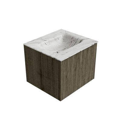Mondiaz KURVE-DLUX Badkamermeubelset - 50x46x40cm - 1 lade - wastafel solid surface - midden - zonder kraangat - Shadow