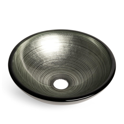 Saniclass Pesca Uva Waskom - 30x10,5cm - rond - gehard glas - grijs groen OUTLETSTORE
