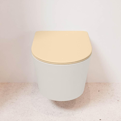 MONDIAZ LAVIE wandclosetpack - 36x53cm - diepspoel - rimless - Linen (offwhite) - softclose - quick-release - toiletzitting - Sand (beige)