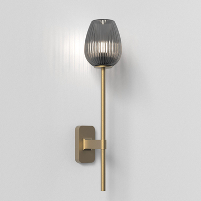 Astro Tacoma Single Grande Applique/Plafonnier - 230V - IP44 - ovale - cannelé - verre fumé - laiton (or)