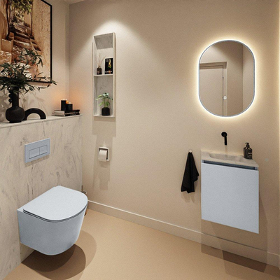 MONDIAZ TURE-DLUX Meuble toilette - 40cm - Clay - EDEN - vasque Opalo - position centrale - sans trou de robinet