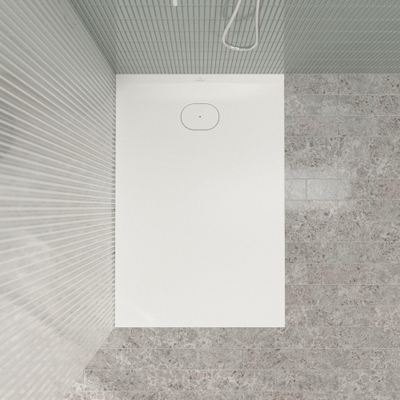 Villeroy & Boch Ecora douchebak - 120x80x3.5cm - afvoer korte zijde - stone white (wit)