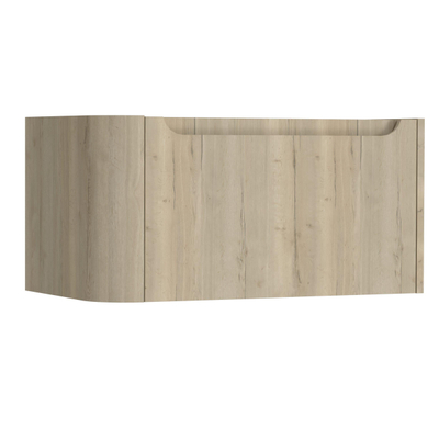 H&R Badmeubelen Juice Meuble sous-vasque - 80x45x40cm - angle gauche arrondi - 1 tiroir - poignée intégrée - chêne français