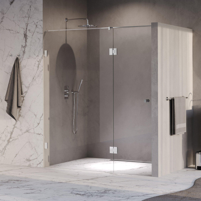 BRAUER Void Carving Porte de niche - 2 pièces - 170x200cm - Porte battante 70cm sur verre - revêtement verre - réversible - verre clair - Chrome