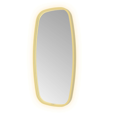Hotbath &MORE Spiegel in aluminium frame / contour - 40x80cm - inclusief direct & indirect LED - spiegelverwarming - color changing - dimbaar - dottless - met afstandsbediening - PVD - geborsteld messing goud