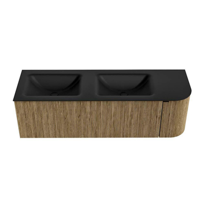 Mondiaz KURVE Badkamermeubelset - 145x46x40cm - 1 lade - 1 deur - wastafel solid surface - dubbel / links - zonder kraangat - Dusk