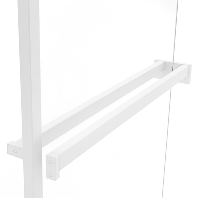 FugaFlow Eccelente Porte-serviettes d'accès pour douche à l'italienne - pinces - raccourcissable - blanc mat