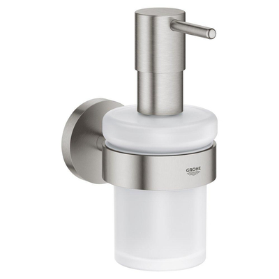 GROHE Essentials Distributeur de savon - 160 ml - avec support - montage mural - SuperSteel