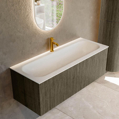 Mondiaz KURVE Ensemble de meubles de salle de bains - 120x46x40cm - 1 tiroir - lavabo solid surface - central - 1 trou de robinet - Shadow