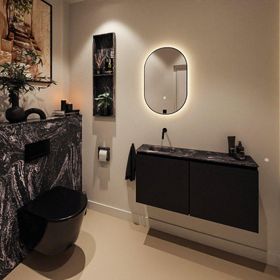 MONDIAZ TURE-DLUX Meuble toilette - 100cm - Urban - EDEN - vasque Lava - position gauche - sans trou de robinet