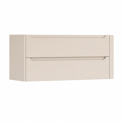 H&R Badmeubelen Juice Wastafelonderkast - 120x45x50cm - rechterhoek afgerond - 2 lades - geïntegreerde greep - Merino
