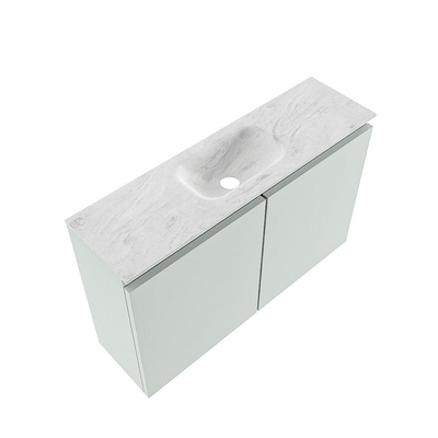 MONDIAZ TURE-DLUX meuble WC 80cm Greey. EDEN lavabo Opalo position milieu. Sans trou de robinet.