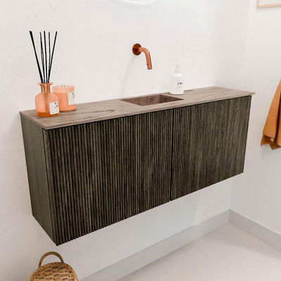 Mondiaz JOYA-DLUX 100cm meuble de salle de bains - couleur Shadow - Vasque FAYE position Milieu Sans trou de robinet couleur Arena.