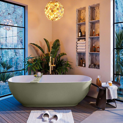 Mondiaz ALAN-DLUX Ensemble de meuble - 150cm - meuble Army mat - 1 tiroir - Lavabo Cloud Glace suspendu - vasque Gauche - 1 trou de robinet