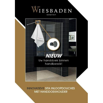Wiesbaden Sita Douche à l'italienne avec porte-serviettes 140x200 cm chrome/verre clair 8 mm avec revêtement Nano