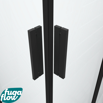 FugaFlow Efficiente Vetro Cabine de douche - 100x100x200cm - quart de rond - verre clair - profilé - noir mat