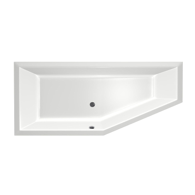 Xenz Society Baignoire d'angle - 180x80x48 - bonde Centrale - Gauche - Compact - acrylique - blanc