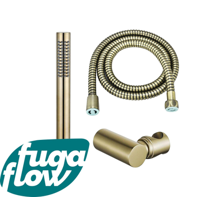 FugaFlow Eccelente Sobrado Badkamer handdoucheset incl staafhanddouche - houder - anti-twist slang geborsteld Messing PVD