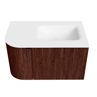 Mondiaz KURVE Badkamermeubelset - 75x46x40cm - 1 lade - 1 deur - wastafel solid surface - rechts - 1 kraangat - Ruby