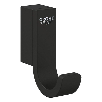 GROHE Selection Accessoires de toilette - porte-rouleau sans couvercle - set de brosse WC - crochet à serviette - phantom black (noir mat)