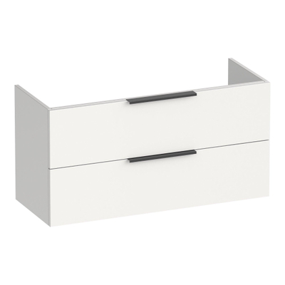 BRAUER Elevate meuble de salle de bains sous-vasque peu profond 100 sans poignées rapportées 2 tiroirs softclose et 1 découpe pour siphon - blanc mat