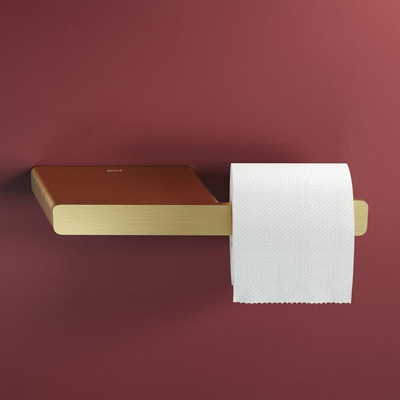 Geesa Shift Porte-papier toilette sans couvercle avec tablette 30.2cm Or brossé