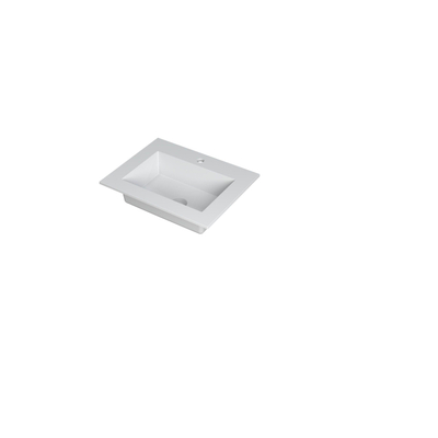 INK Kraft wastafel - 60x45x1cm - 1 wasbak - 1 kraangat - wit mat