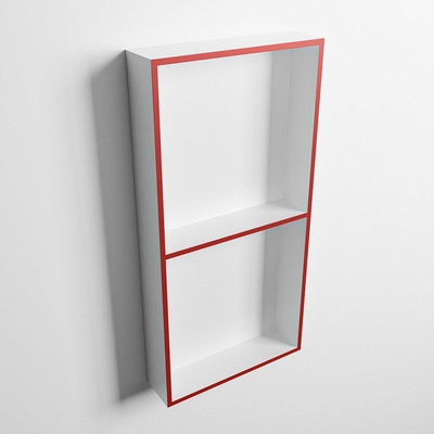 Mondiaz Easy nis 29.5x59.5x8cm voor Inbouw/opbouw 2 open vakken Solid surface Talc/Fire