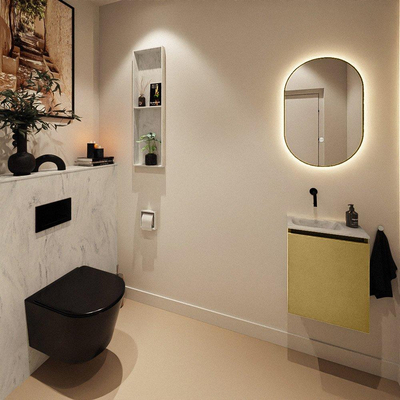 MONDIAZ TURE-DLUX Meuble toilette - 40cm - Oro - EDEN - vasque Opalo - position gauche - sans trou de robinet
