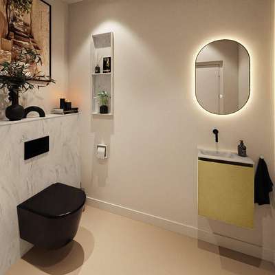 MONDIAZ TURE-DLUX Meuble WC 40 cm Oro. Lavabo EDEN Opalo position gauche. Sans trou de robinet.