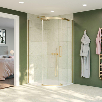 Cabine de douche Crosswater Optix - 120x80cm - quart de rond - porte à droite - laiton brossé