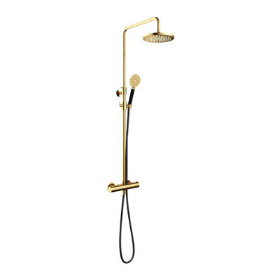 Hotbath Cobber thermostatische regendoucheset met 20cm ronde hoofddouche ronde handdouche messing gepolijst PVD *SHOWROOMMODEL* OUTLETSTORE