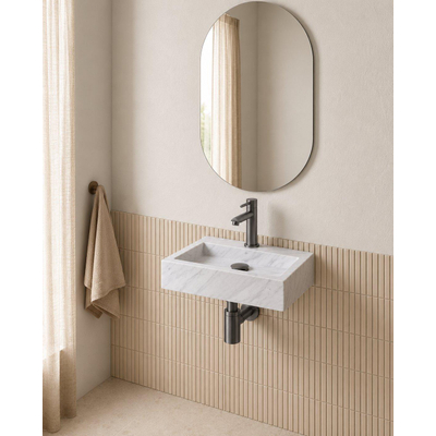 Fortifura Fuente fonteinset – rechthoekig – 38x24x8 cm – marmer wit – kraan gunmetal